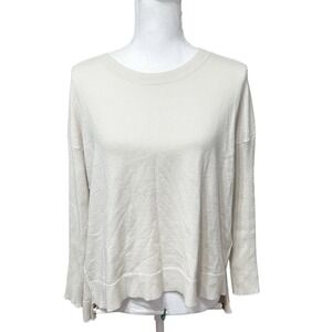Mer Sea Sweater Top Women's Size S/M Split Back Long Sleeve Beige Gray